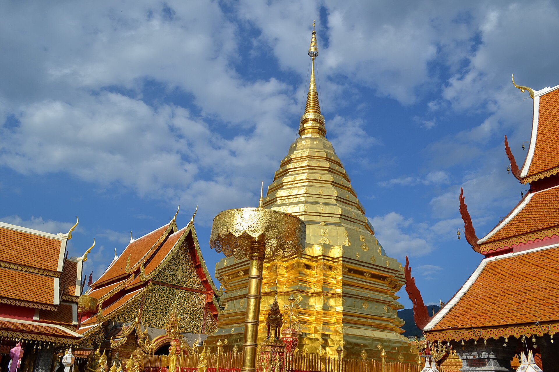 Golden temple of Wat Phra That Doi Suthep in Chiang Mai